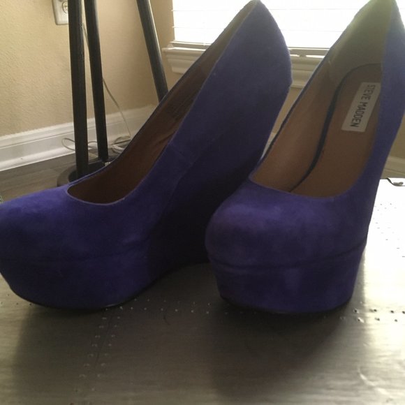 Steve Madden PAMMYY blue suede wedge 6.5 - Picture 11 of 14